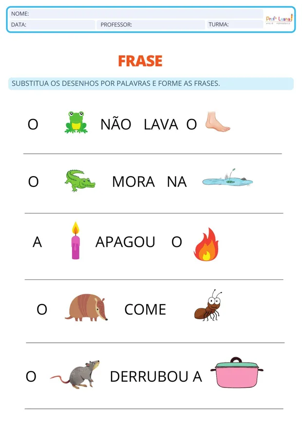 Página de formação de frases